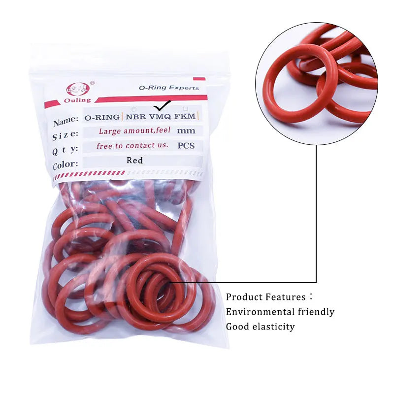 5-Pack Red VMQ Silicone O-Rings CS1.8mm ID 45–75mm Gaskets Silicone O-Ring Gasket Richie's