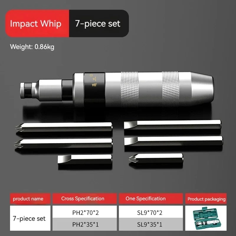 7/13 PCS Manual Reversible Impact Driver Set – Stainless Steel Impact Driver Set Richie's 7PCS