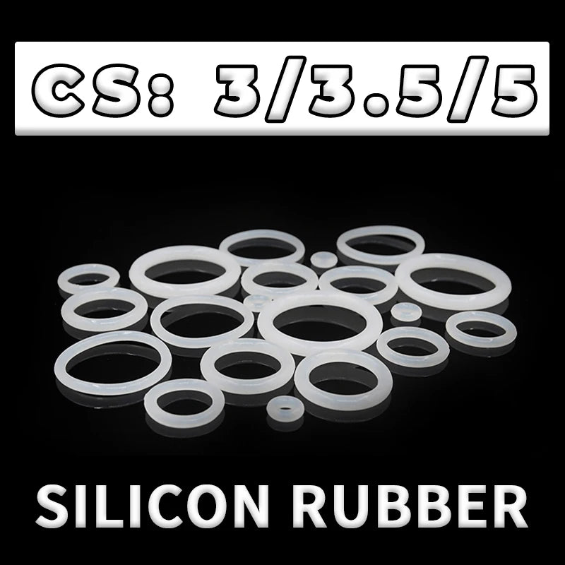 White VMQ Silicone O-Ring Gasket CS 3–5mm OD 10–170mm Pump Seal Silicone O-Ring Gasket Richie's OD12xCS3-200pcs