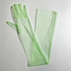 Women's Lace Tulle Long Gloves – Wedding, Prom & Party Bridal Lace Gloves Richie's light green