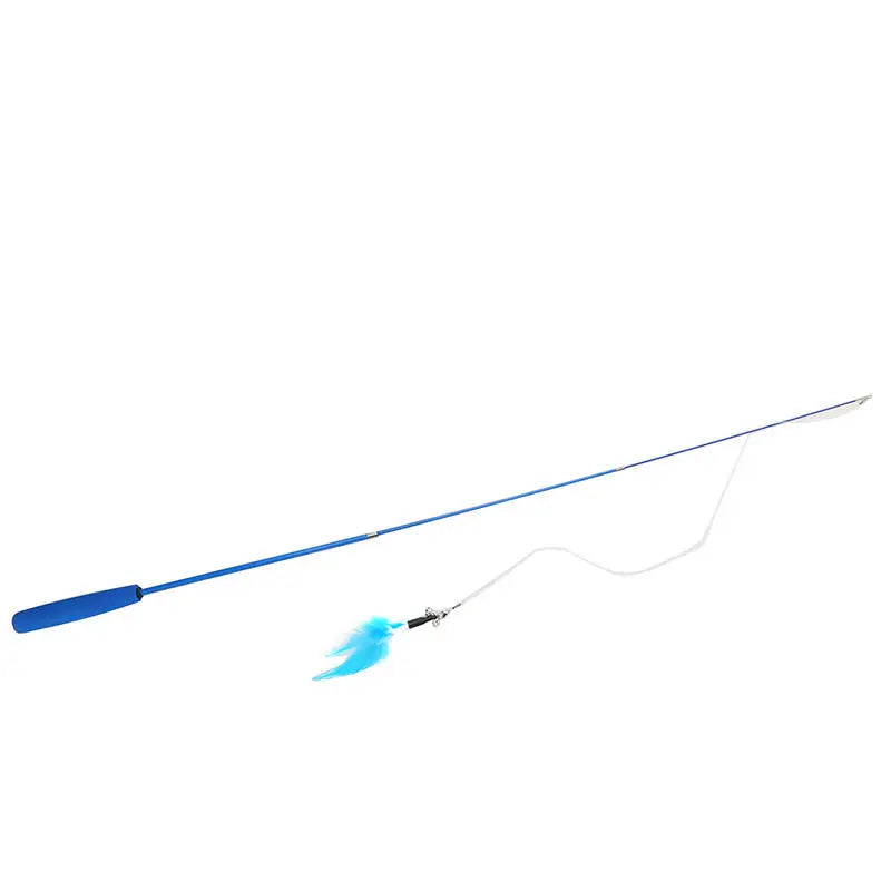 Retractable Cat Feather Wand Teaser Toy for Kittens Cat Feather Wand Richie's Blue
