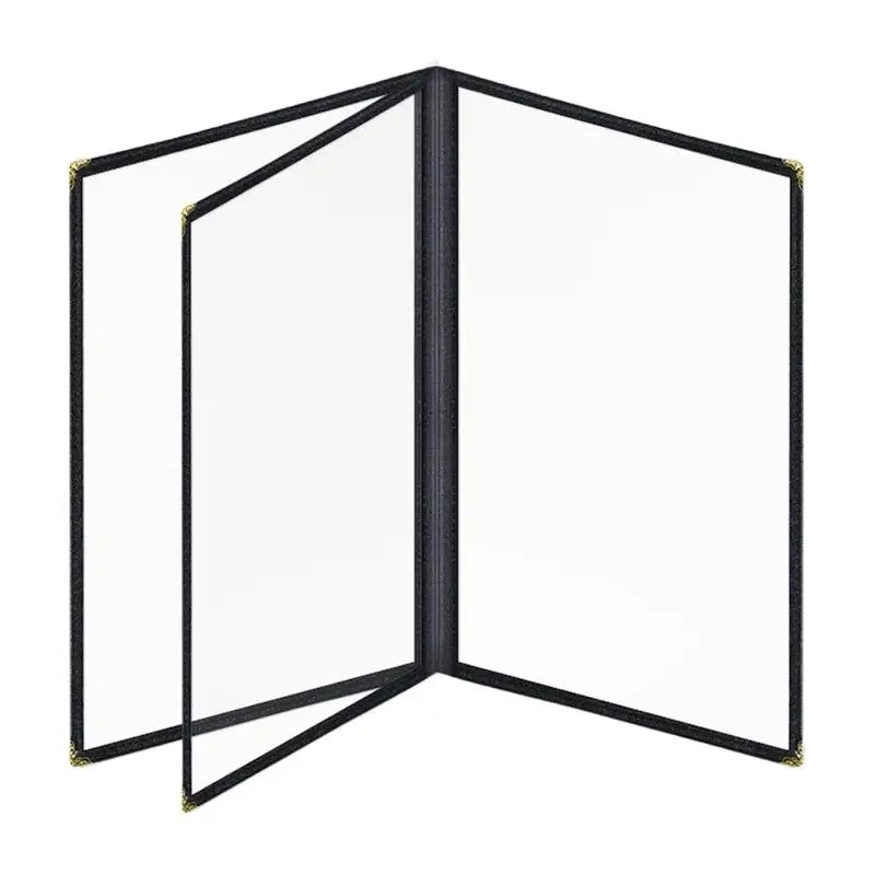 Foldable A4 PVC Menu Cover – Waterproof Double Panel Holder Menu Cover Holder Richie's Black 3 Flip Pages