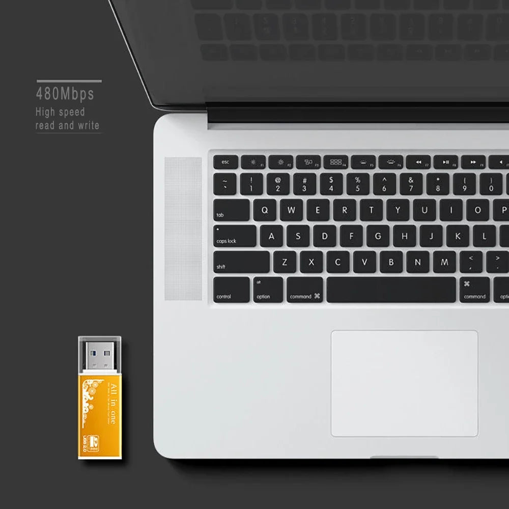4-Port USB 2.0 Alloy Card Reader – SD TF M2 MS MMC with LED USB Card Reader Richie's