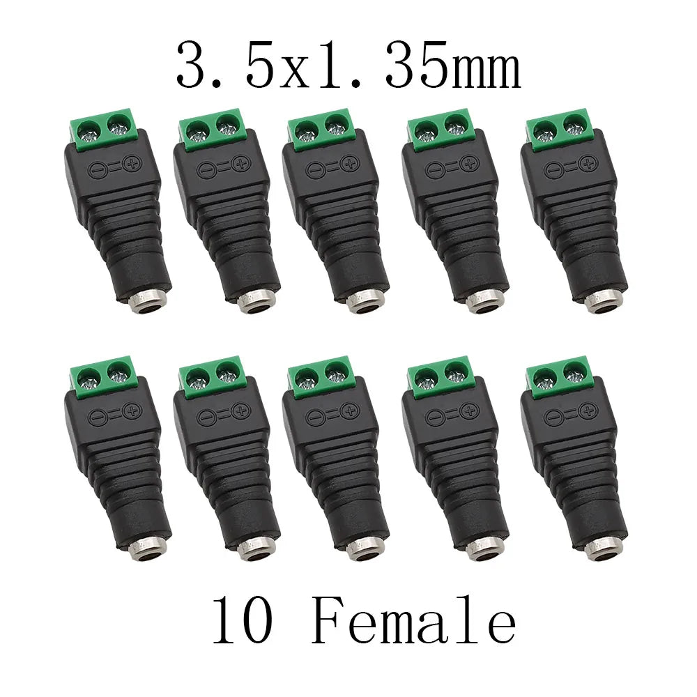 DC 3.5x1.35mm Power Connectors Male Female Screw Terminal Adapter 10pc DC Power Connector Richie's 10 Female