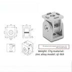 KANDE Movable Aluminum Profile Hinge 20/30/40 Angle Connector Aluminum Profile Hinge Richie's