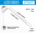 L-Type Lug Wrench 17/19/21mm Hex Socket Tire Repair Tool Tire Lug Wrench Richie's 17MM