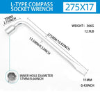 L-Type Lug Wrench 17/19/21mm Hex Socket Tire Repair Tool Tire Lug Wrench Richie's 17MM