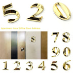 3D Golden Self-Adhesive Door Numbers 0–9 | Electroplated Zinc Door Number Sign Richie's