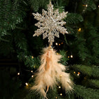 Christmas Feather Pendant Ornament – Gold Snowflake & Elk Decor Christmas Tree Ornament Richie's