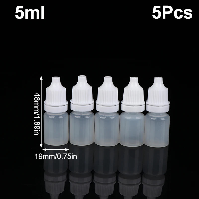 5-Pack Refillable Squeeze Dropper Bottles 3–100ml | Oil, Paint & Ink Squeeze Dropper Bottles Richie's 5ml