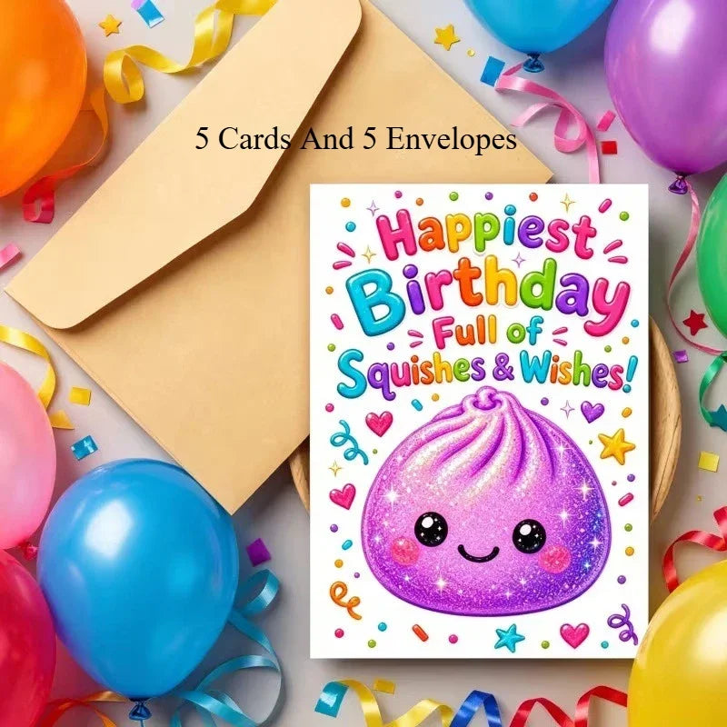 Purple Dumplings Birthday Card – Cute Gift for Food Lovers Greeting Card Richie's Kraft Paper 10 Pcs