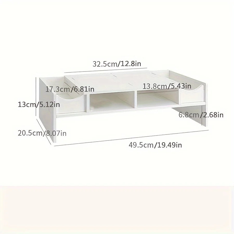 White Minimalist Monitor Stand Riser with Open Storage Monitor Stand Riser Richie's