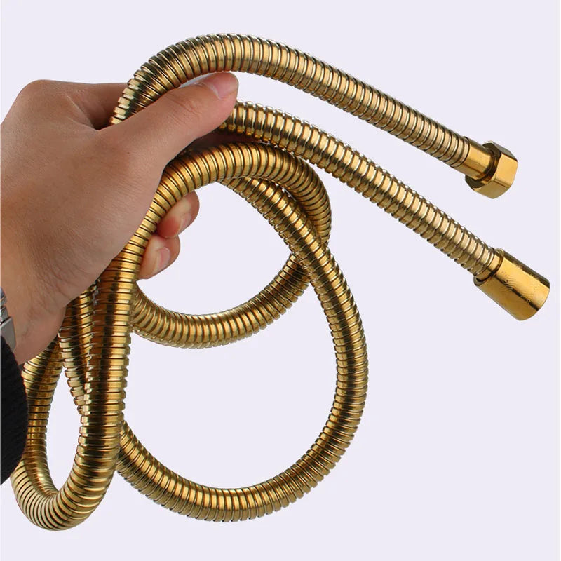 Gold Stainless Steel Flexible Shower Hose Extension | HOBHE Shower Hose Richie's
