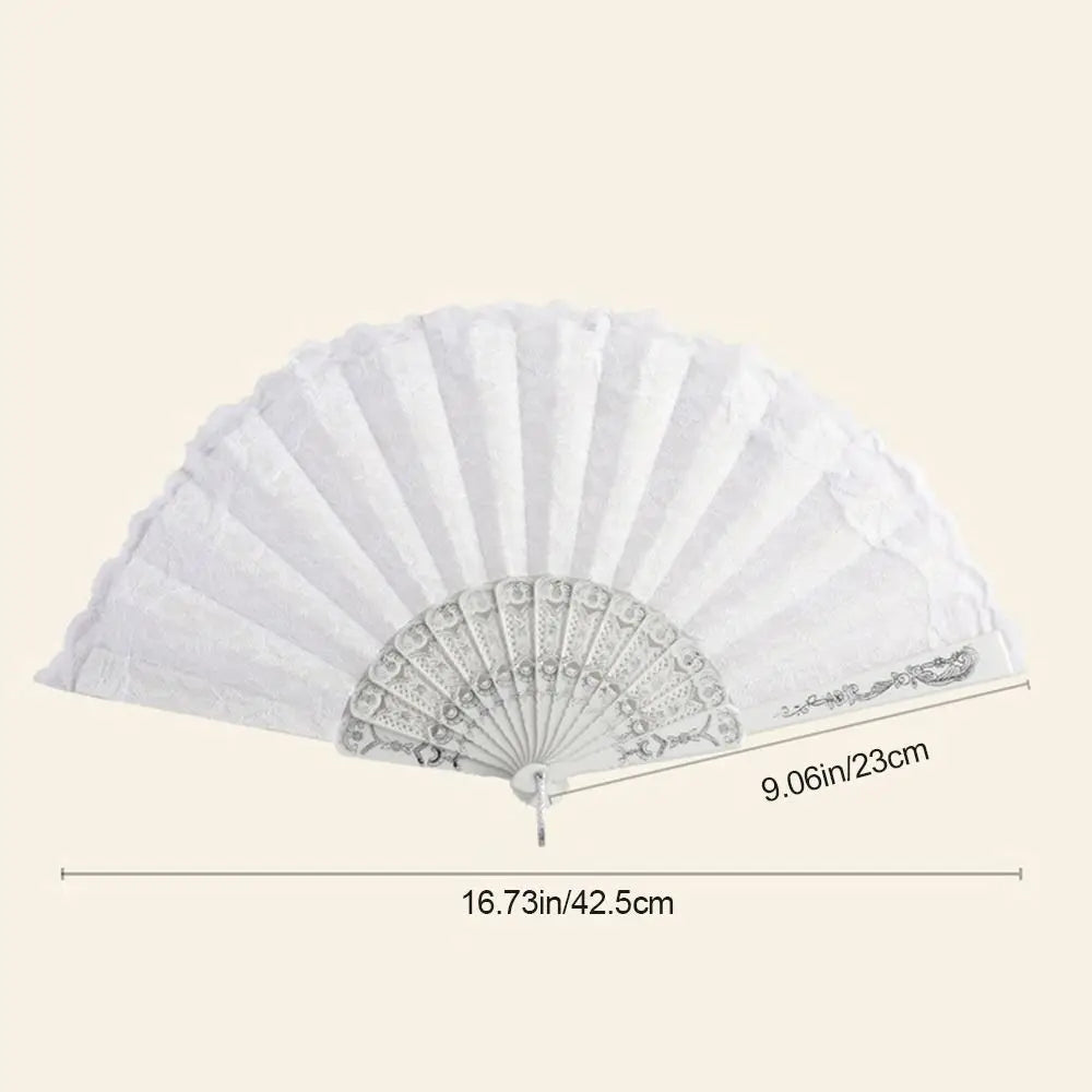 Lace Folding Hand Fan Tassel Floral Pattern – Gift & Photo Prop Decorative Folding Fan Richie's