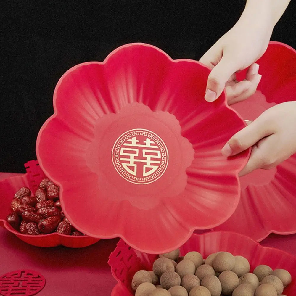 Chinese Red Festive Serving Tray – Wedding & Banquet Plate Decorative Serving Tray Richie's