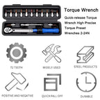 1/4" Ratchet Torque Wrench 2-24N.m with 13-Piece Bit Set Torque Wrench Richie's