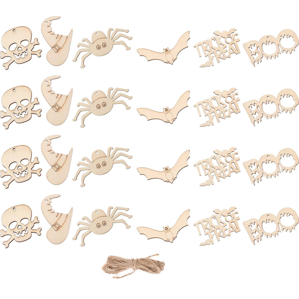 60Pcs Blank Wood Slices Halloween DIY Craft Cutouts & Ornaments DIY Wood Craft Kit Richie's