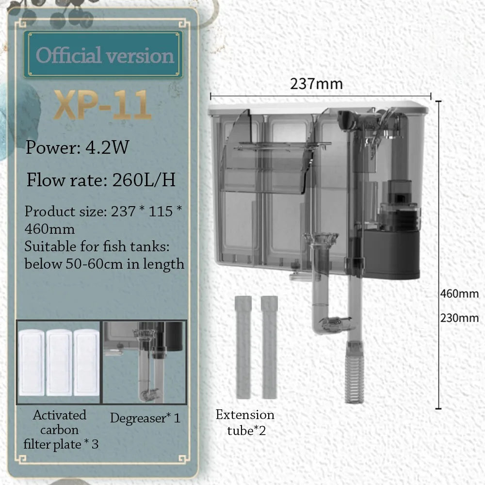3-in-1 Wall-Mounted Waterfall Aquarium Filter – Silent Aquarium Filter Richie's XP-11