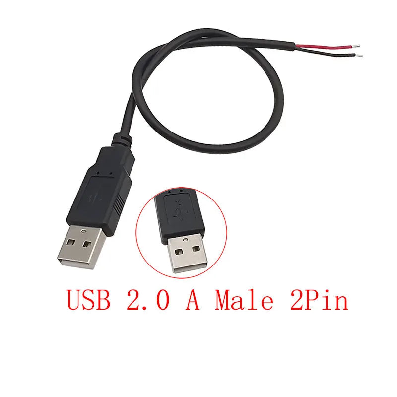 USB Connector Cable Micro USB Type C USB 2.0 A Male Female DIY USB Connector Cable Richie's USB Male 2Pin 1M 1Pcs