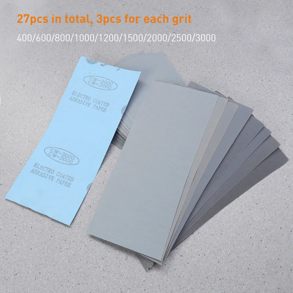 27Pcs Wet Dry Sandpaper Set 400–3000 Grit | Auto & Wood Sandpaper Set Richie's Default Title