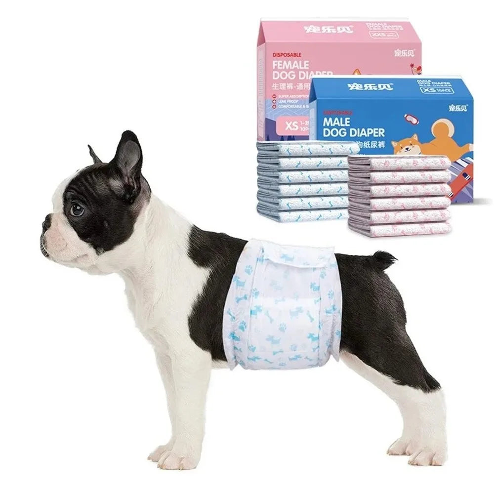 Disposable Dog Diapers Male & Female – 10 Pack Super Absorbent Dog Diapers Richie's