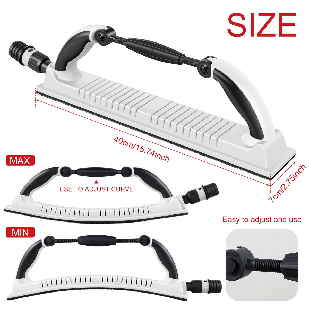 Longboard Hand Sanding Block Set with Hook & Loop Sandpaper Sanding Block Set Richie's Gray L 40cm