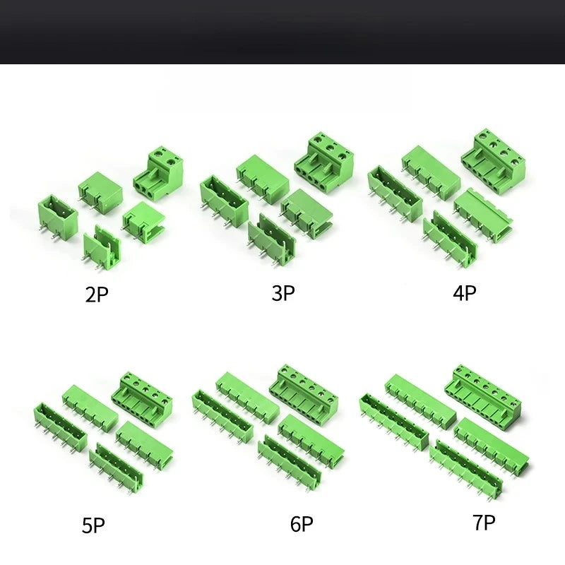 5.08mm 7.62mm PCB Terminal Block 2EDG Male Female Connector Set PCB Terminal Block Richie's