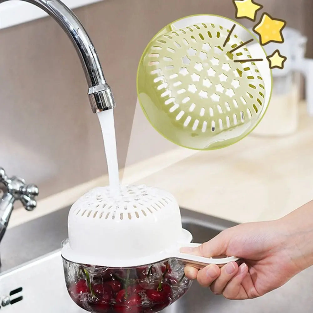 Double-Layer Drain Basket Vegetable Wash Bowl with Handle Kitchen Drain Basket Richie's