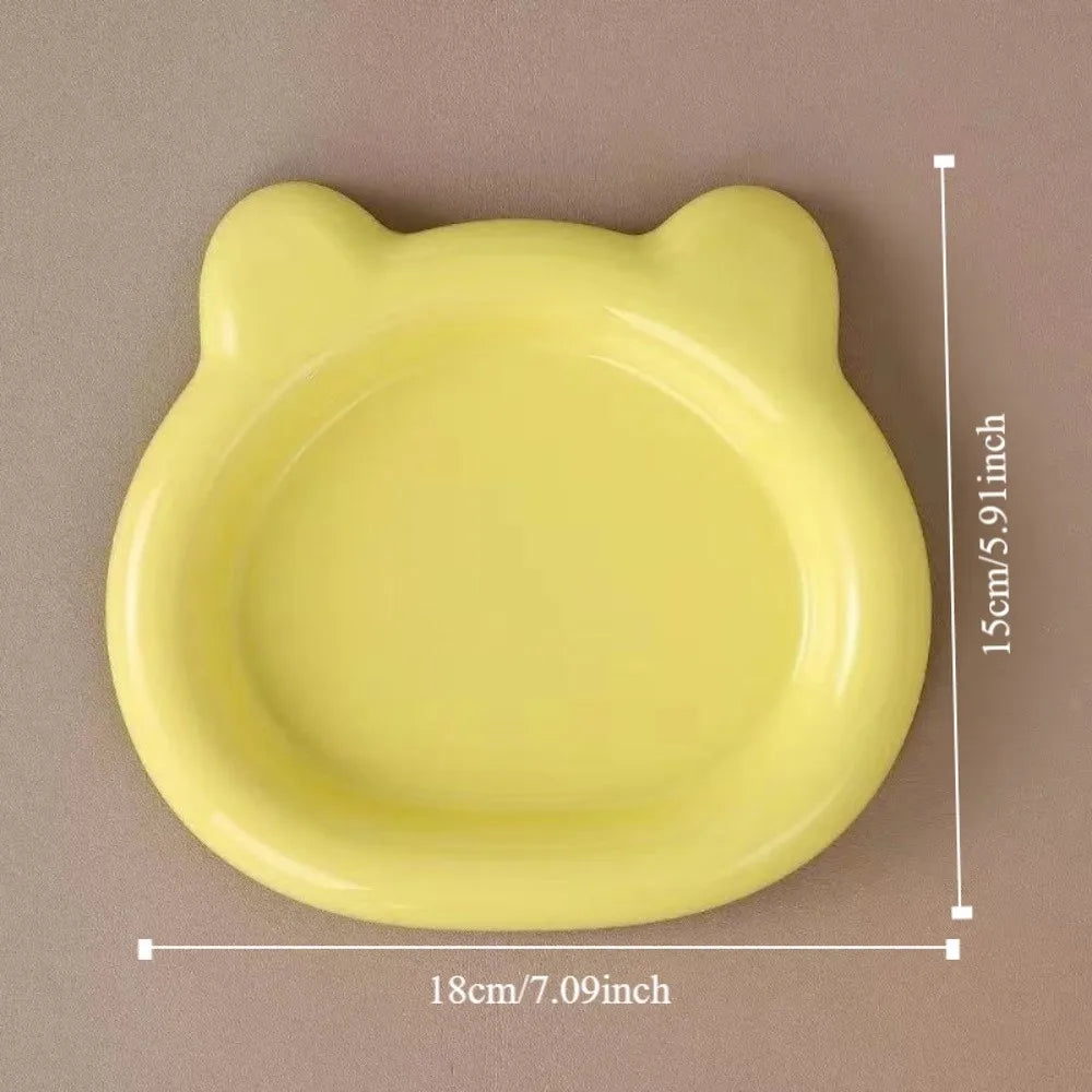 Cute Bear PP Plastic Cat & Puppy Food Bowl | Anti-Tip Dish Pet Food Bowl Richie's