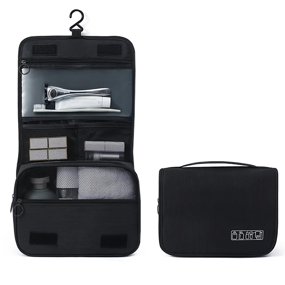Waterproof Toiletry Bag with Hook – Travel Cosmetic Organizer Hanging Toiletry Bag Richie's black