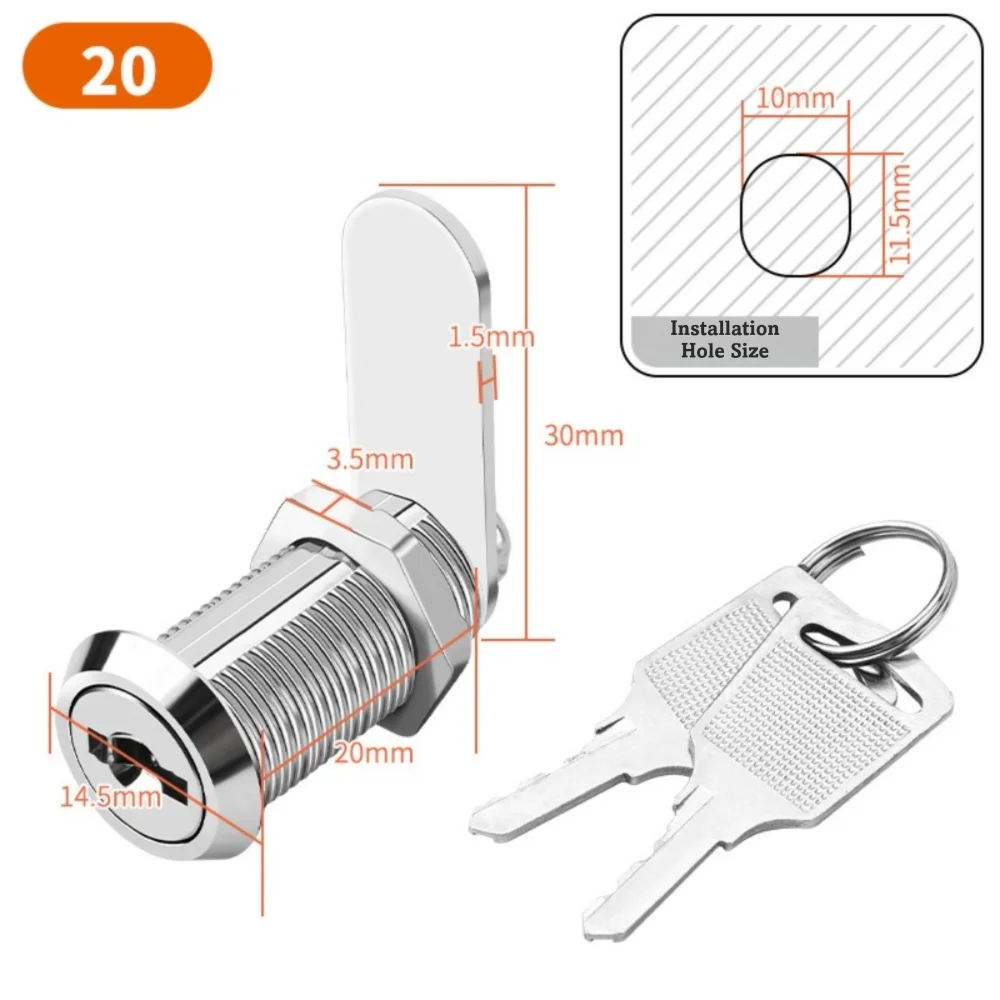Zinc Alloy Drawer Lock with 2 Keys | 16–30mm Cabinet Lock Furniture Cabinet Lock Richie's 20mm