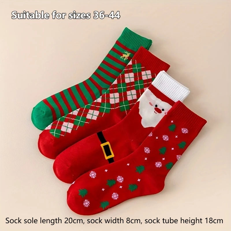 Women's Christmas Socks – Santa, Reindeer, Snowman (5/10 Pairs) Holiday Novelty Socks Richie's