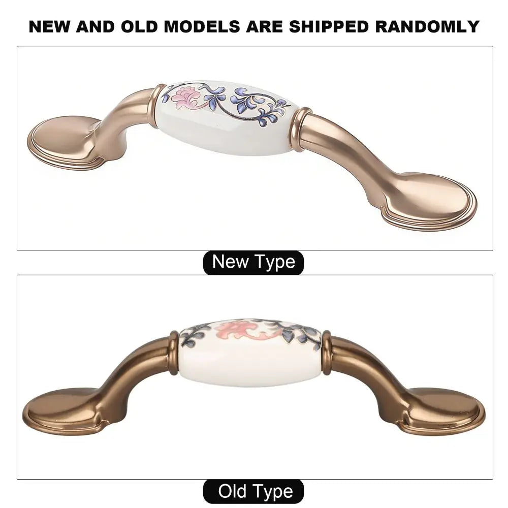 4-Set Ceramic Vintage Cabinet Handles – Flower Pattern 76mm Cabinet Handles Richie's