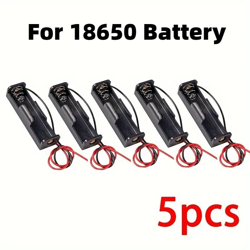 5pcs 18650 Battery Holder Storage Box Case with Wire Lead Battery Holder Case Richie's