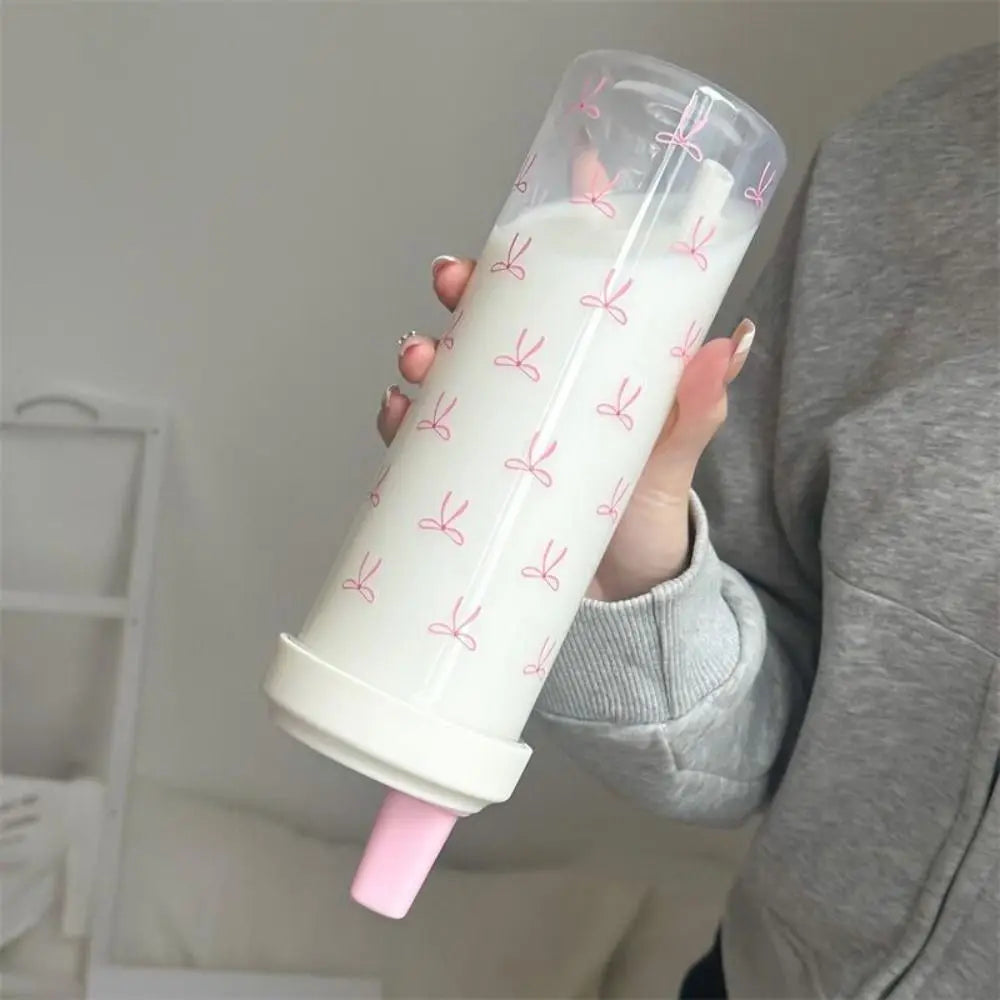 Cute Bowknot Straw Cup 500ml/700ml Plastic Water Bottle with Lid Straw Tumbler Cup Richie's