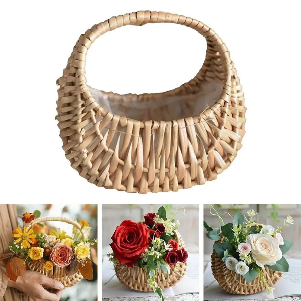 Yellow Willow Rattan Flower Girl Basket – Woven Wedding Basket Woven Rattan Basket Richie's