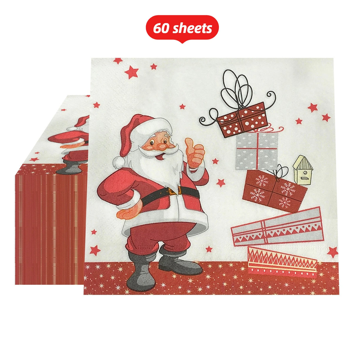 Christmas Disposable Napkins – Santa Print, 20/40/60 Pack Disposable Party Napkins Richie's 60 sheets
