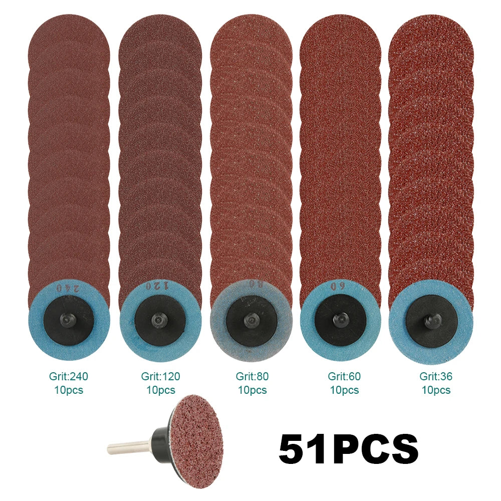 50Pcs Quick Change Sanding Discs 36–240 Grit | Aluminium Oxide Abrasive Sanding Discs Richie's