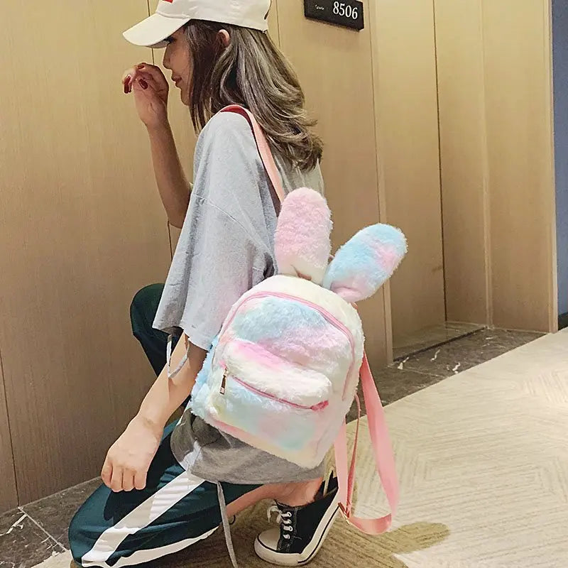 Kids Plush Rabbit Mini Backpack – Cute Bear Pendant Shoulder Bag Kids Mini Backpack Richie's