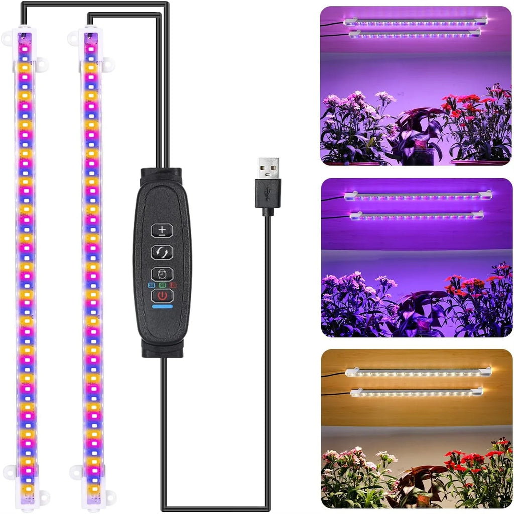 Full Spectrum LED Grow Light Bar USB 5V Dimmable Timer Indoor Plants LED Grow Light Richie's 3 Colors 2Heads