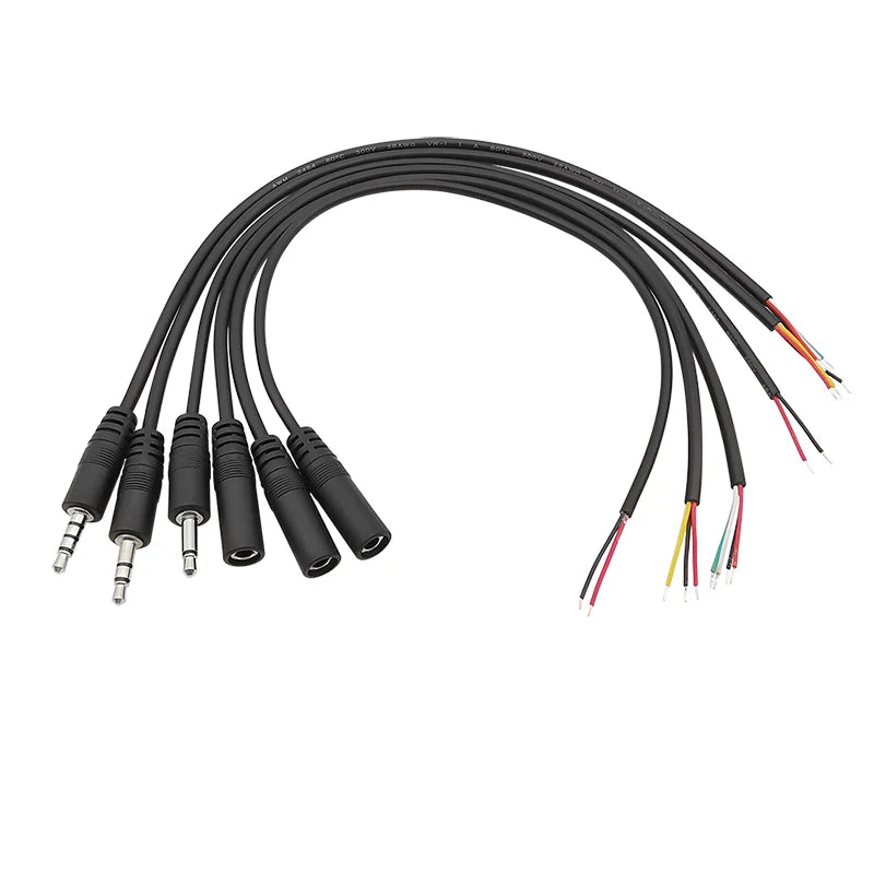 5Pcs 3.5mm AUX Male Female Extension Cable DIY Audio Repair Audio Extension Cable Richie's