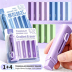 Push-Pull Triangle Gradient Pencil Eraser Set | 4 Cores Pencil Eraser Set Richie's