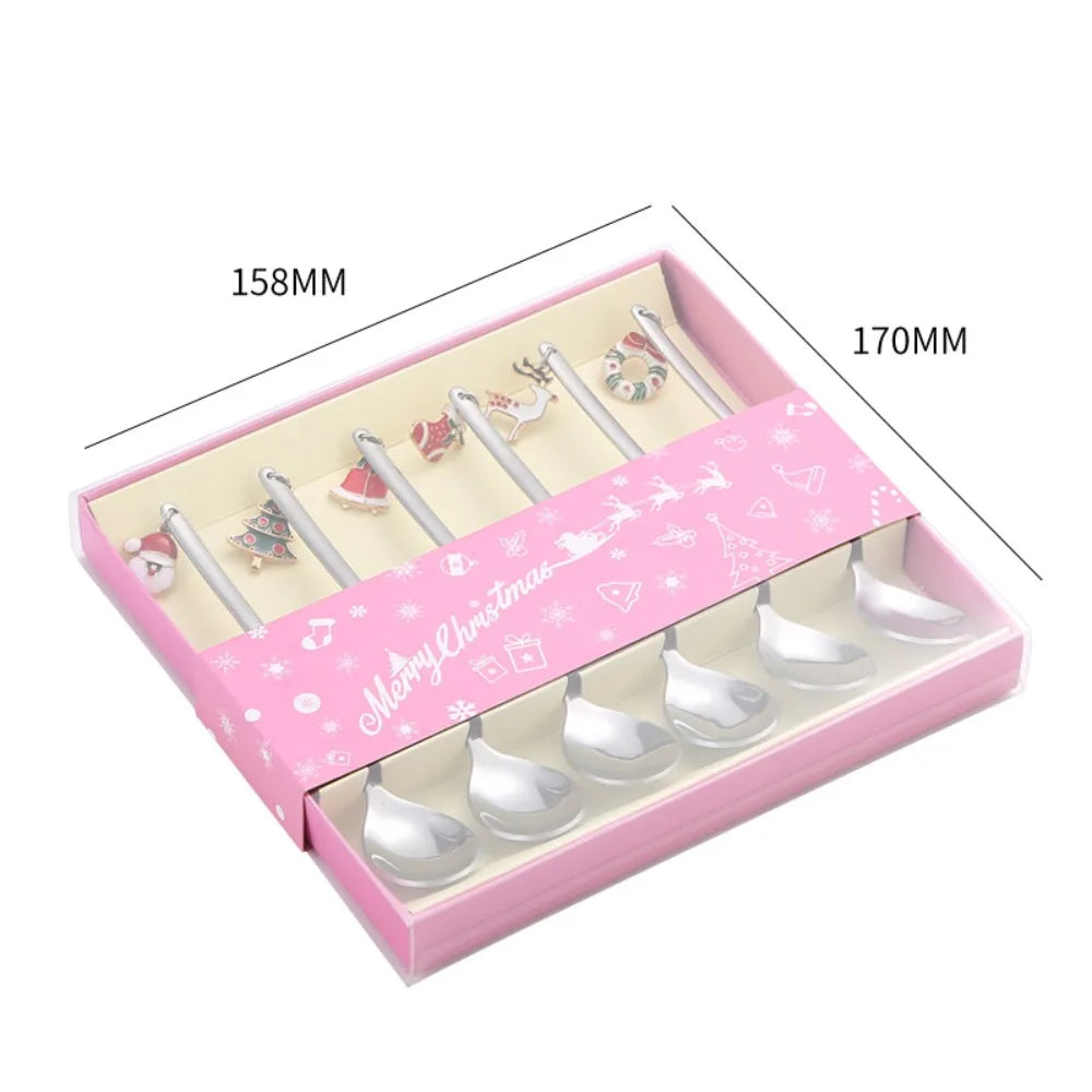 Christmas Stainless Steel Spoon Set with Holiday Pendants Holiday Spoon Set Richie's silver spoon set