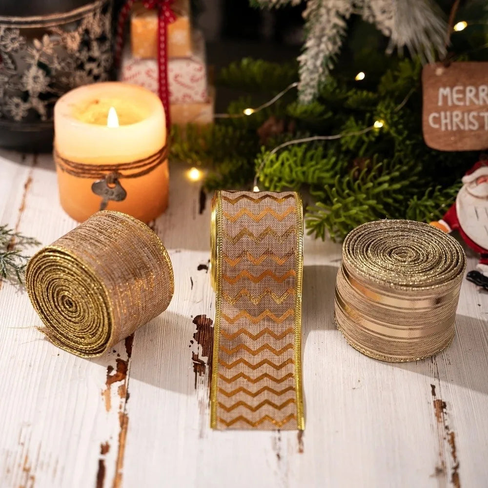 Gold Christmas Tree Ribbon Roll – DIY Bow & Gift Wrapping Christmas Ribbon Richie's
