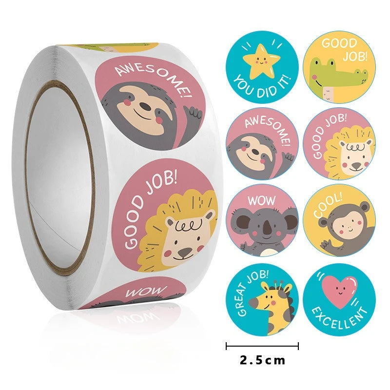 500pcs Cute Animal Stickers Roll – Craft & Gift Packaging Decorative Sticker Roll Richie's