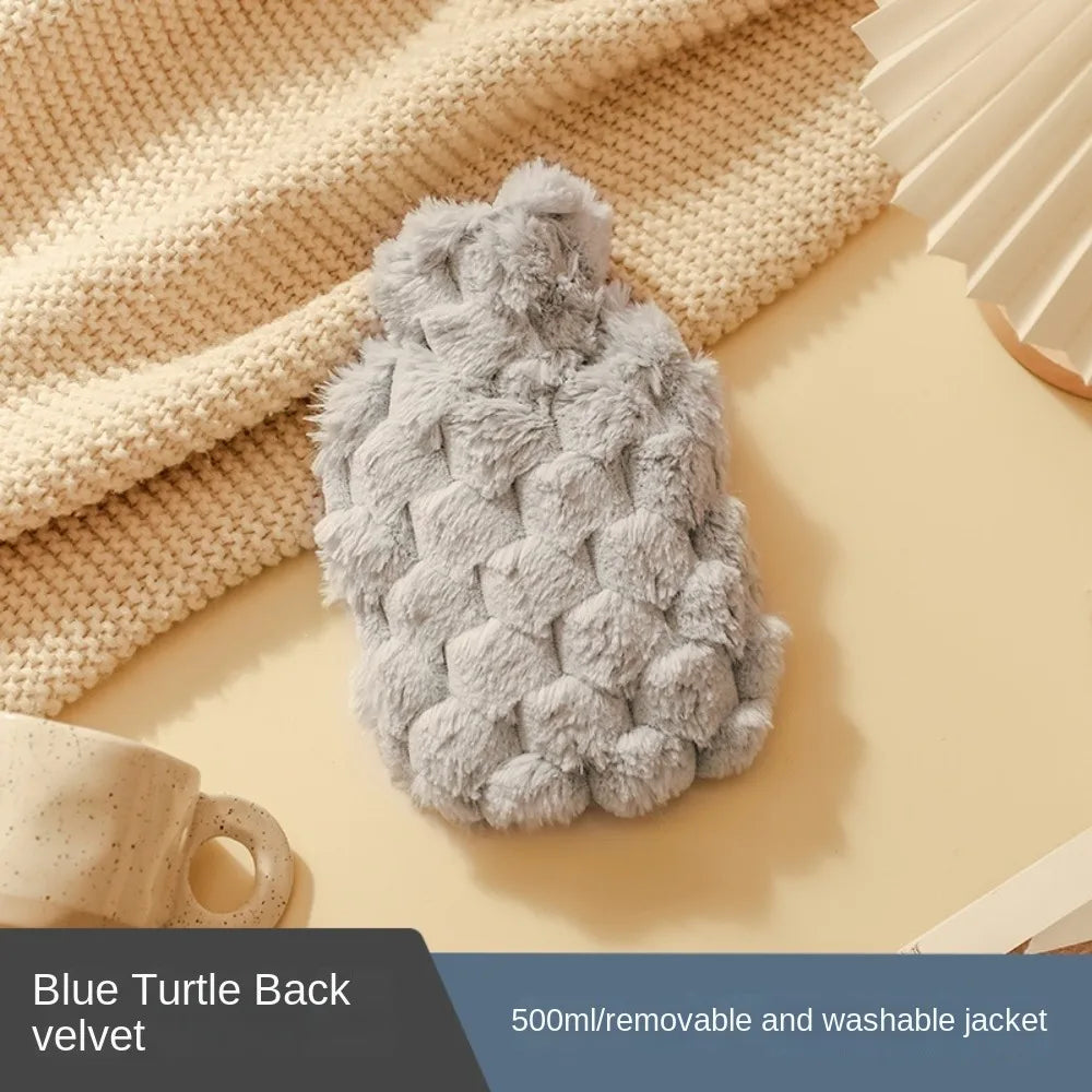 Plush Hot Water Bag – Soft Portable Hand & Belly Warmer Hot Water Bottle Richie's Blue-500ml