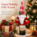 Christmas Gnome Knit Wine Bottle Cover | Holly Berry Xmas Decor Wine Bottle Cover Richie's