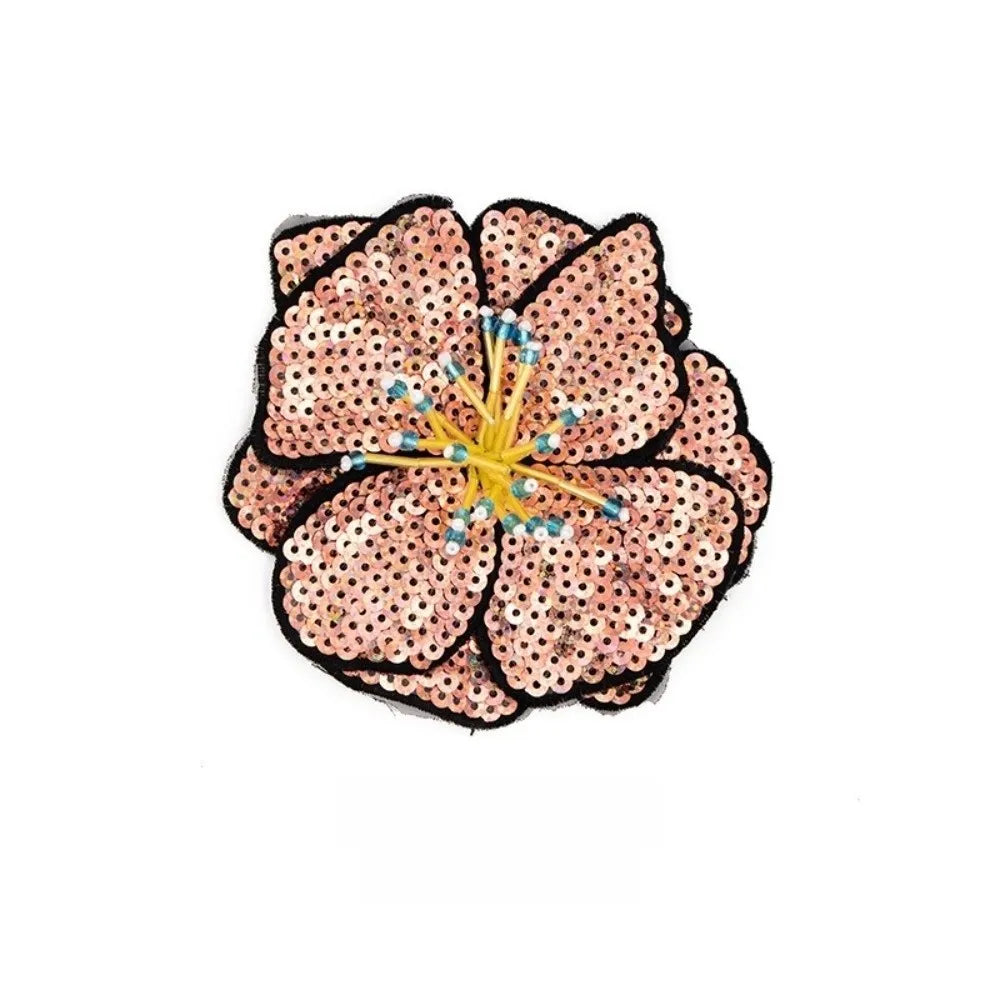 Handmade Beaded Flower Sequin Sew-On Applique Patch – 11–12cm Sew-On Applique Patch Richie's Light Coffee