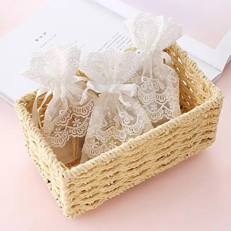 White Lace Gauze Drawstring Gift Bags – Reusable Jewelry Pouches Drawstring Gift Bag Richie's