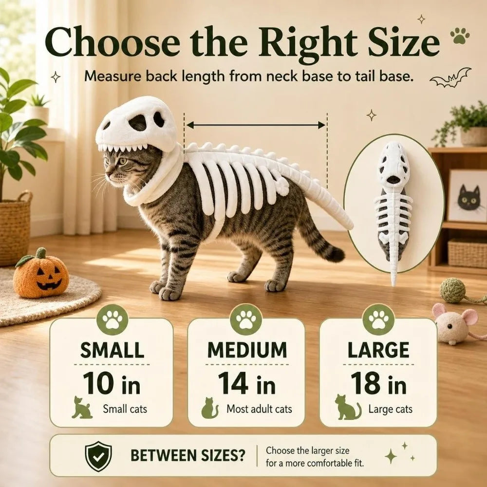 Dinosaur Skeleton Pet Costume – Halloween Cat & Dog Outfit Pet Halloween Costume Richie's